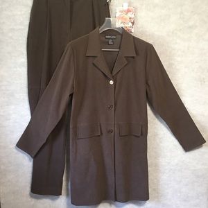 PANTSUIT BROWN LONG TUNIC JACKET BROWN SM & MED